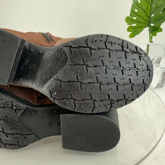 Miz Mooz Women's Noland Knee High Brown Suede Boot Size 36 6 Zip up Block Heel - Picture 14 of 16